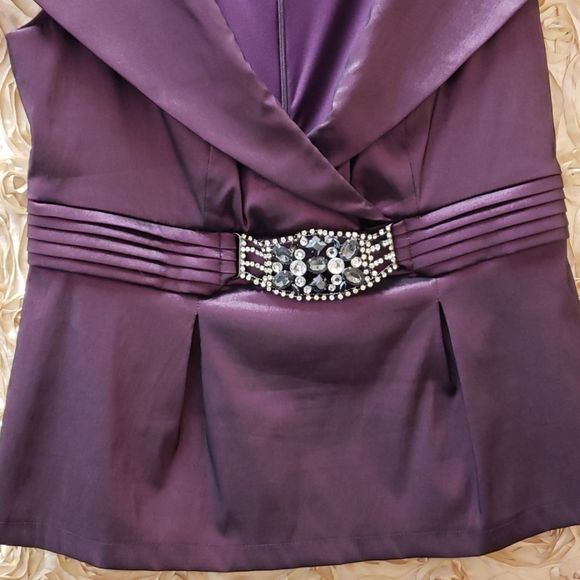 NWOT 💜🖤 R&M Richard's Purple  Evening Top/ Blouse - Picture 4 of 9